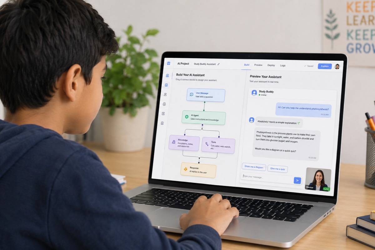 Students building AI projects